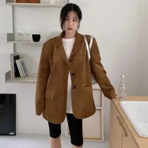 솔저스여성 가을 겨울 빈티지 메일라드 정장넥 무스탕 캐주얼 긴팔 코트 OPH4