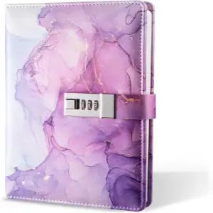 잠금이 있는 다이어리 A5 잠금 가능한 저널 PU 가죽 조합 남녀용 플래너 정리함 오피스 제품 8.6 x 5.9 인