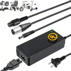 카스티 휠체어 충전기 및 모빌리티 스쿠터 범용 24V 2A 고속 충전 안전 인증 3-in-1 솔루션(오버보드 호환)