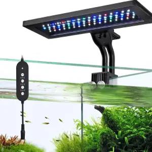 자동 온/오프 기능이 있는 피나쿠아 18W 24시간 LED 수족관 조명 - 8가지 색상 모드 풀 스펙트럼 일출 및