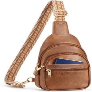 CHOLISS 여성용 및 남성용 방지 소형 슬링백 RFID 가죽 크로스바디백 패니 팩 가슴 가방 여행용 지갑