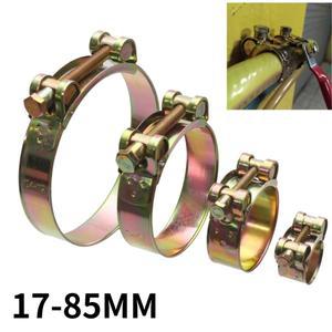 1개  T-볼트 호스 클램프 노란색 아연 도금 강철 고강도 17-85mm 조절 가능 볼트 밴드 파이프 자동차 배관