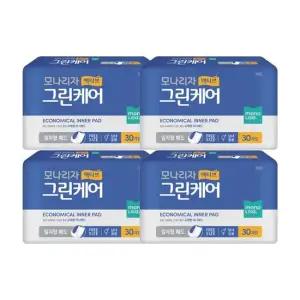 액티브 그린케어 샘방지 속기저귀 일자형패드 30매x4팩 산모용기저귀 요실금기저귀 팬티형기저귀 산모용패