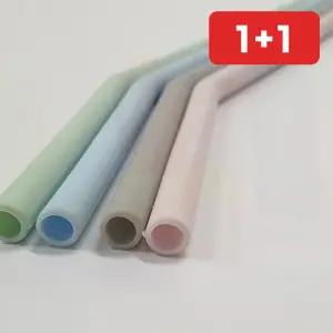 텀블러용 열탕소독 실리콘빨대 유아용 구부러지는 스트로우 4p  1+1