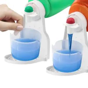 대용량 세제 컵받침 세탁실 주방 펌프식 액상 세제통 컵홀더 보관대 거치대 디스펜서 2P