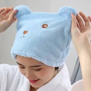 흡수력 좋은 곰돌이 헤어 캡 수건 드라이 말리기 타올 (WFKBR9M)