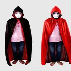 양면 할로윈 망토 블랙 레드 코스튬 드라큐라 파티