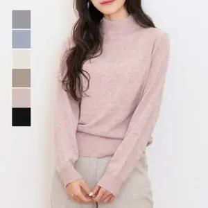 겨울니트 여성상의 밑단시보리 부드러운 반폴라 여성 니트 가볍고 캐시미어