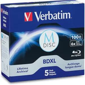 버바팀 M DISC BDXL 100GB 6X 브랜드 서피스 블랭크 블루레이 레코딩 미디어 포함 u2013 5pk 주얼 케이스