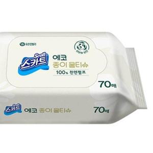 에코 페이퍼 물티슈 70매 20개세트 펄프 대용량 타올