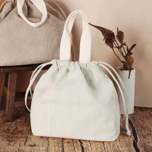 버킷백 복조리 골덴 코듀로이 크로스 가방 아이보리