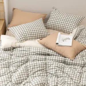 [리빙코디]리빙홈 달콤한 체크 소프트 마이크로 차렵 침구세트 SS/Q (이불 + 매트 + 베개커버 )