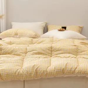 [리빙코디]리빙홈 달콤한 체크 소프트 마이크로 차렵 침구세트 SS (이불 + 매트 + 베개커버 )