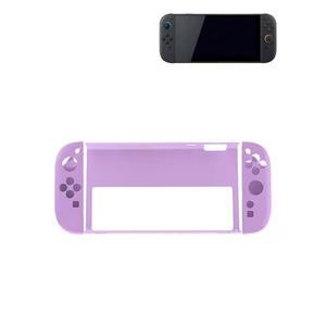 닌텐도 스위치 2용 케이스, 본체와 손잡이의 분리형 디자인, 얇고 가벼운 스크래치 방지 내구성 보호 고무 TPU+PC 커버(투명 퍼플).