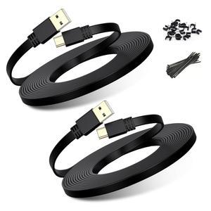 Basesailor 마이크로 USB 전원 케이블 9.1m(30피트) 2팩, 9M 플랫 충전 코드, Wyze Cam Pan V4, Yi Cam, Nest Blink Mini /XT /XT2 /3세대 카메라, Arlo Q, Furbo Dog, Netvue, Xbox 컨트롤러용 충전기