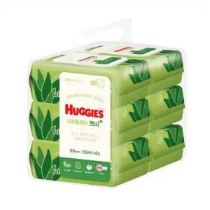 캡형 아기 물티슈 피부진정 내츄럴케어 64매 6개입멀티 가정용 고급 리필 형물 엠보싱 형티슈 보습 깨끗한