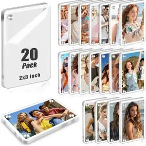 폴라로이드용 아크릴 냉장고 마그네틱 프레임 20팩 후지필름 인스탁스 미니용 2.36x3.54인치 미니 액자