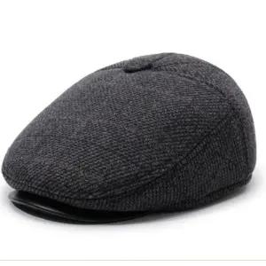 클래식 중년 남성 겨울 헌팅캡 베레모 다크플래드 S 54-56cm