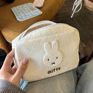Miffy Kawaii 코듀로이 화장품가방 가방 대용량 보관 핸드백 펜 동전 지갑 소녀를위한 선물 장난감