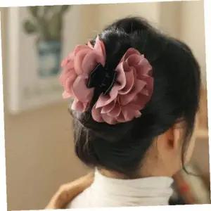[골드스마일]국산집게핀 엔젤슈슈쉬폰플라워집게핀반묶음올림머리핀