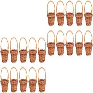 공예용 미니 바구니 20개 인형의 집 직조 라탄 피크닉 버드나무 손잡이 장식 액세서리 풍경 사진 소품