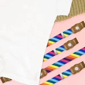 [하프클럽/]패턴 프리 벨트 무지개 어린이벨트스판