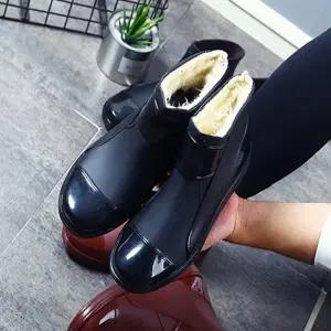 털 유광 레인부츠 안감 앞코 겨울 남자 방수 장화