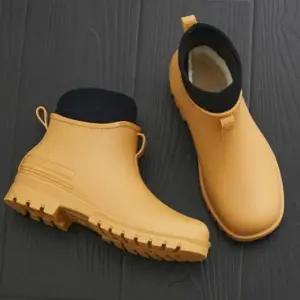 남성 겨울 방한 발목 앵클 털 안감 레인 부츠 신발