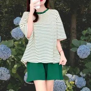 통기성 좋은 여성 파자마 홈웨어 반팔 여름 잠옷 세트