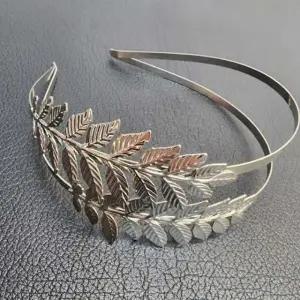 여성 실버 나뭇잎 머리띠