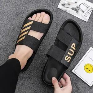 남성 쿠션 슬리퍼 SUP 레터링 실내화 남자 샌들 샌달