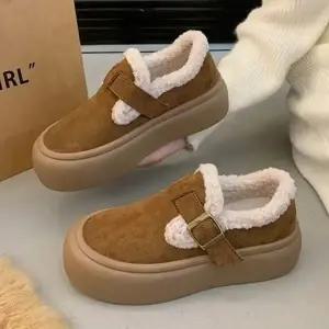 여자 겨울 퍼안감 벨트 로퍼 캐주얼 방한화 슈즈