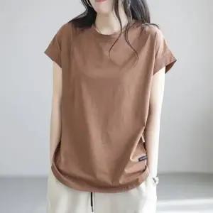 여성 무지 슬릿 반팔티 여름 티셔츠 오버핏 단색 중년 운동복 피트니스 루즈핏 여자