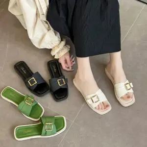 여성 여름 슬리퍼 사무실 버클 낮은굽 외출 예쁜신발