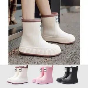 3컬러 심플 여성 미들 레인부츠 패션 장화 여성부츠 장마