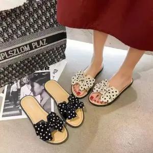 여성 러블리 여름 나비 리본 슬리퍼 사무실 실내화