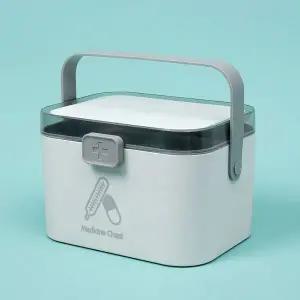 홈스큐어 2단 구급함 약보관 가정용 구급상자 그레이