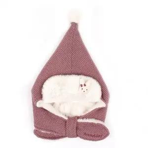 모모프렌즈 아동 후드 워머 털모자 방한 니트 모자