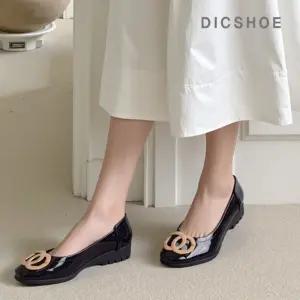 [딕슈]딕슈 여성 장식 웨지 통굽 에나멜 플랫슈즈 S372