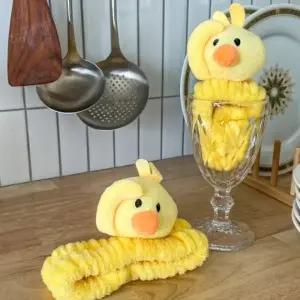 ( )충성 오리 세안 헤어 밴드 머리띠 귀여운 세수 동물 친구 선물 극세사 파자마 파티 홈파티 소품 인싸템