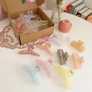 심플 크라프트 투명 박스 컬러 매트 포장 집게핀 헤어