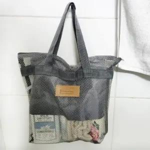 ( )메쉬 물빠짐 가방 목욕 샤워 바구니 그레이