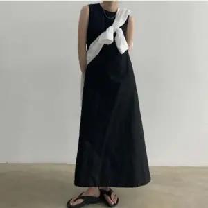 여성 임부복 A라인 포켓 슬리브리스 롱 원피스 조끼