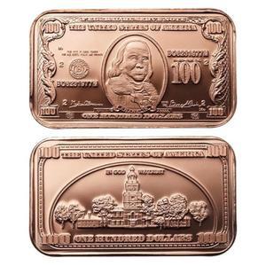구리 막대 1온스 $100 지폐 동전