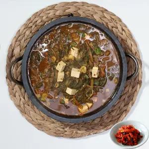 솔밭생수식당 밀키트 30년 전통 시래기된장찌개 간편식 캠핑음식 우거지된장국 400g(2인분) 한우양지70g 일회용냄비 고급실속팩