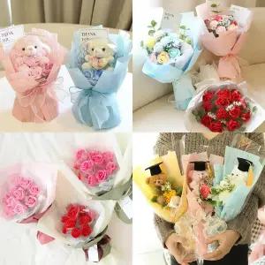 졸업식 기념일 조화 장미 인형 연주회 생일 입학식 꽃다발