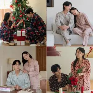 포근하고 따뜻한 홈웨어 파자마 잠옷 바지 상하 세트 여성 남성 커플