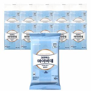 크리넥스 마이비데 클린케어 휴대용 물티슈 10매x4팩입x10개(총40팩)