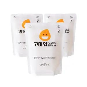 [강청] 녹색인증 리필 고농축 EM세탁세제1L X3개입 순비누 일반 드럼겸용세제
