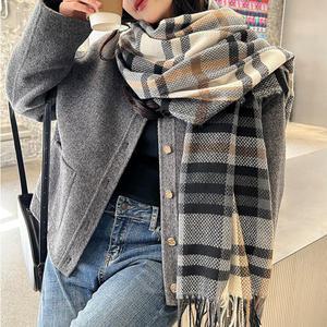 고급 체크 캐시미어 롱머플러 숄 도톰한 겨울 여성 목도리 환절기 스카프 보온 넥워머 목토시